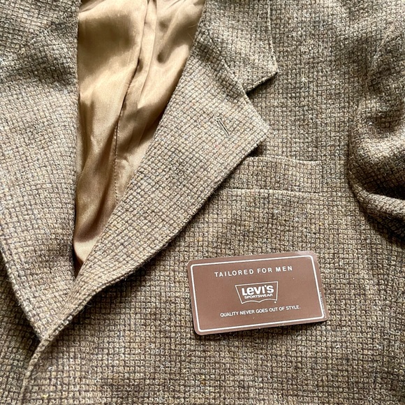 Vintage Men Levi’s Brown Tweed / Wool Lined Blazer Jacket 70s 80s 90s NWOT Retro - Picture 11 of 12